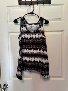 Cato Black & White Tie-Dye Scoop Neck Tank